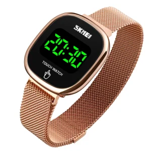 SKMEI 1589 LED Watch Touch Screen Digital Waterproof Men Women Sport Casual Stainless Steel Wrist Watch