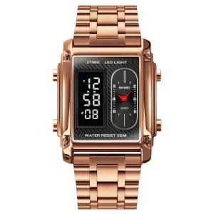 SKMEI 1868 Sport Digital Display Quartz Gold Plated Stainless Steel Watch