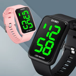 SKMEI 1873 Minimalist Digital Watch Multi Color PU Strap Lightweight Casual Wristwatch