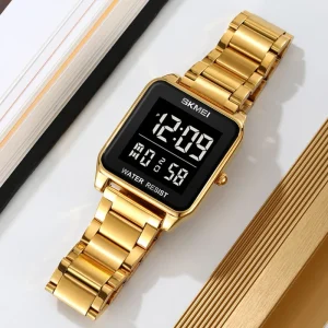 SKMEI 2154 Digital Watch Men’s LED Display Sport Square Dial Stopwatch Countdown Waterproof Wristwatch