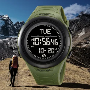 SKMEI 2166 Relojes Unisex Multi Function Sport Watch 50M Water Resistant TPU Strap Resin Dial Compass Pedometer Outdoor