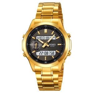 SKMEI 2284 Modern Steel Men’s Multifunction Digital Analog Watch World Time Calendar LED Backlight