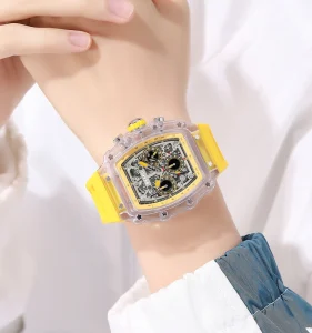 SKMEI 2305 Fashionable Watches Men Wrist High Quality Silicone Strap Yellow Colorful Waterproof Watches