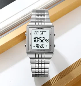SKMEI 2335 Sports Digital Watch for Men Gold Metal Chrono Waterproof Stainless Steel Dial Manufactured