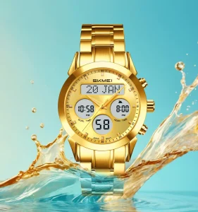 SKMEI 2381 Luxury Male Business Watch Dual Display Digital Azan Prayer Waterproof and Luminous with Double Display