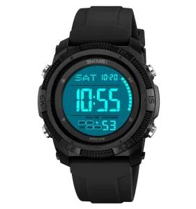 SKMEI 2449 Men’s Casual Sports Chronograph Digital Watch Durable Wristwatch LED Display Silicone Plastic Case