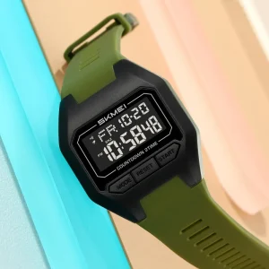 SKMEI 2617 Rectangle Case ABS Digital Water Resistant 5BAR Sport Watch