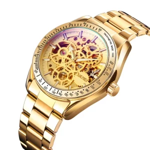 SKMEI 9194 Men Automatic Mechanical Watch Waterproof Skeleton Business Stainless Steel Gift Watch