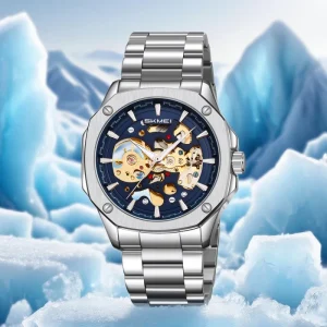 SKMEI 9378 3ATM Waterproof Skeleton Stainless Steel Mechanical Automatic Watch for Men