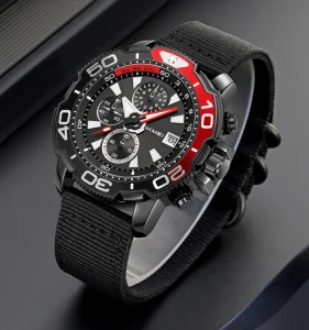 SKMEI 9381 Zinc Alloy Case Nylon Band 48mm Dial 3BAR Water Resistant Stopwatch Date Roman Numeral Watches