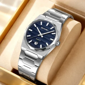 SKMEI 9382 Fashionable Luxury Simple Elegant Round Zinc Alloy Dial Stainless Steel Strap Men’s Watch 30m Waterproof Design