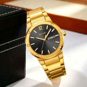 SKMEI 9400 Men’s Stainless Steel Band Quartz Watch Analog Simple Design Daily Use Antique Water Resistant Date Week