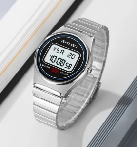 SKMEI Luxury 3BAR Sports Digital Watch for Reloj Para Hombre 3atm Water Resistant Alarm Luminous Display Stainless Steel Band