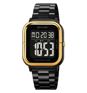 SKMEI New Model Simple Digital Watch Classic Stainless Steel MENS Square LED Outdoor Watch