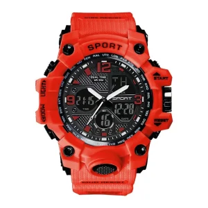 SL68 Men’s Analog-Digital Alarm 50M Waterproof Shock Resistant Quartz Japanese Movement Silicone Band Sports Watch