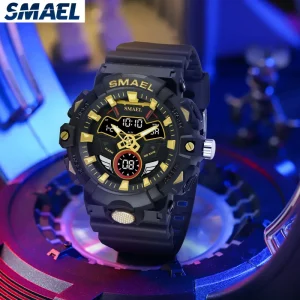 SMAEL 8085 G Style Men’s 50M Waterproof Shock Resistant Sports Quartz Watch with Alarm and Luminous Digital Display