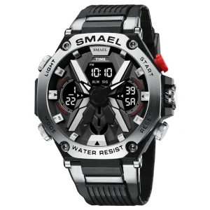 SMAEL 8087 Fashion Sports Men’s Quartz Watch Multi function Digital Display Waterproof Luminous Outdoor Acrylic Band Watch
