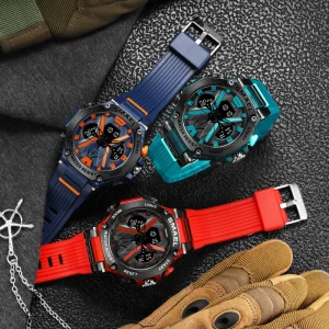 SMAEL 8087 Men’s Luxury Sport Diver Watch 5ATM Waterproof Shock Resistant LED Alarm Digital Display OEM Customizable