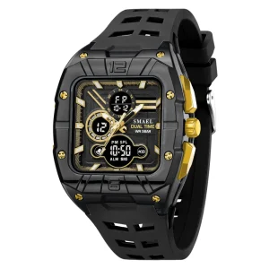 SMAEL Analog Digital Wrist Watch Alarm Quartz Movement Sports Men’s Square Watches 8135