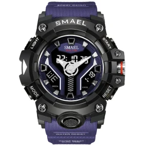 SMAEL Outdoor Sports Men’s Watch Waterproof 5BAR Acrylic Band Multi function Quartz Electronic Large Dial