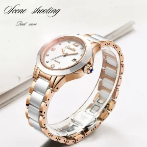 ST6615 Ceramic Diamond Inlaid Fashion Women Bracelet Watches Diamond Ladies Clock Waterproof Women’s Watch Gift Box