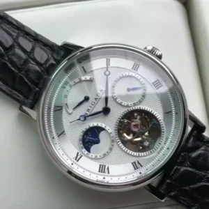 ST80007 Moon Phase Chronograph Hand Winding Mechanical Tourbillon Power Reserve Display Watch