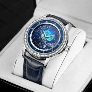SYN 001 Luxury Men Automatic Mechanical Watch with Luminous Dial Leather Strap
