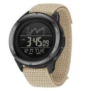 Sanda 2198 LED Luminous Waterproof Sports Digital Watch for Men Chronograph Alarm Outdoor Electronic Watch Nylon Silicone Band