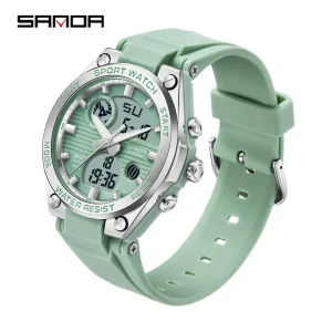 Sanda 6067 Mens Ladies Sport Watch Alarm 5ATM Water Proof Cartoon Luxury Fashion CHARM Digital Analog Watches for Boy and Girls