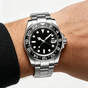 Sapphire GMT Quartz Movement Ronda 515 Diver Custom Logo OEM Swiss Movement Watch 40mm Stainless Steel 10ATM Resistant Unisex