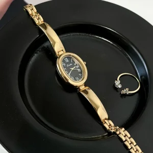 Scottie Metal Luxury Fashion Women’s Quartz Watch Oval Stainless Steel Band Analog Sport Simple Waterproof 3BAR