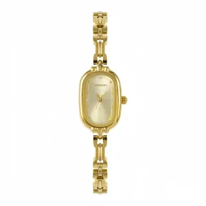 Second-hand Women’s Small Alloy Oval Quartz Waterproof Pointer Dial Fashion Light Luxury Retro Gold Watch