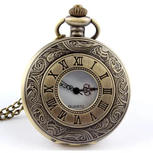 Selling Roman Quartz Pocket Watch Clamshell Hollow Retro Fashion Watch Men’s and Women’s Universal Watch Pockets