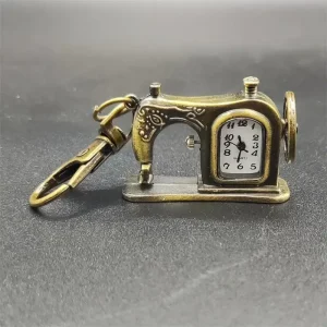Sewing Machine Shape Pocket Watch Novelty Quartz Watch Vintage Keychain