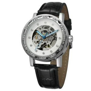 Shanghai Movement Alloy Case Automatic Charm Alarm Leather Men’s Watch with Custom Logo Top Sale