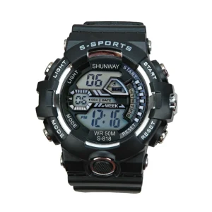 Shunwany 818 Sports Watches Men Wrist Waterproof Digital Watch Round