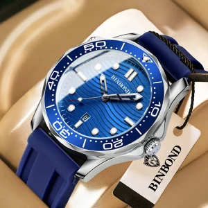Silicon Men’s Business Watch Luminous Rotating Dial Waterproof Personalized Diver Watch