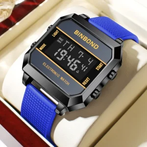Silicone strap business digital calendar men’s electronic fashion timing sports luminous waterproof watches