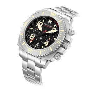 Silver Analog Mechanical Wristwatch for Men Luminous Military Style Water Resistant Montre Homme with 24mm Band Width