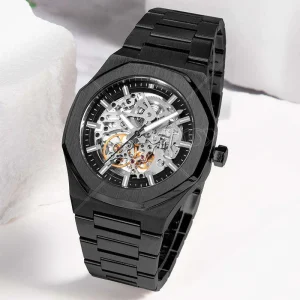 Silver Automatic Watch 3D Hollow Mens Wristwatches