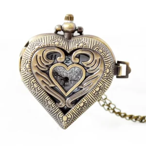 Silver Bronze Love Shape Alloy Key Watches Chains Heart Shape Love Lady Gift Pocket Watch for Women