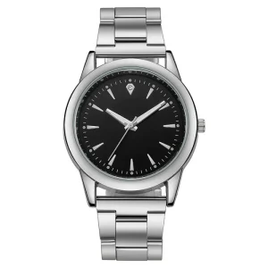 Silver Golden Quartz Watch Golden Strap Black and White Dial Fashion Unisex Business Casual Wristwatch