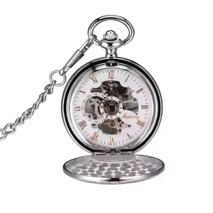 Silver Pocket Watch with Gold Movement Modern Style