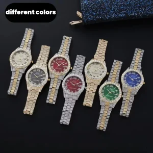 Silver Red Quartz Watch with Diamond Pointer Dial for Men and Women