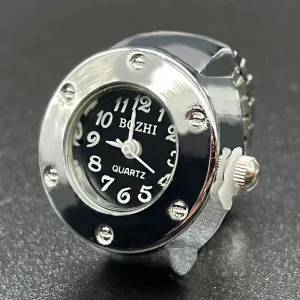 Silver Ring Watch Stainless Steel Quartz Engagement Anniversary Wedding Gift for Couples and Children 5 Colors Dial