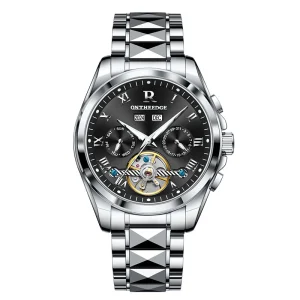 Silver Stainless Steel Automatic Men Watch Sapphire Crystal Tourbillon Luminous Automatic Custom Mechanical Male Watch