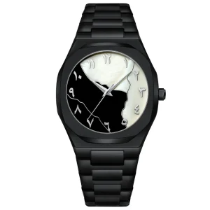 Simple Arabic Numerals Stainless Steel Watch for Unisex Sapphire Crystal High Definition Scale Large Dial Commuter Casual Sport