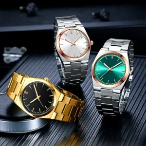Simple Business Design Men’s Quartz Watch Stainless Steel Band Waterproof Wristwatch