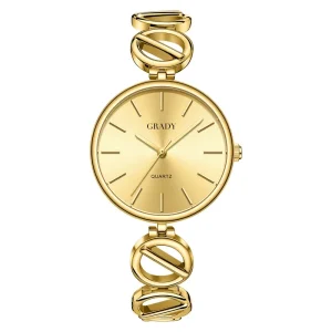 Simple Design Ladies Watch Minimalist Women Luxury Gold Plating Waterproof Quartz Wristwatch