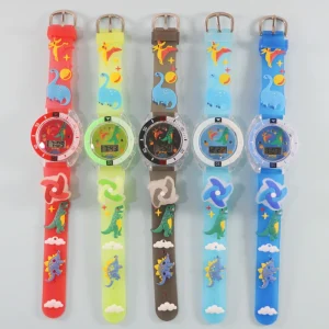 Simple Kids’ Sport Fashion Analog Quartz Charm Watches Stainless Steel PVC Band PC Case 3BAR Water Resistant Buckle